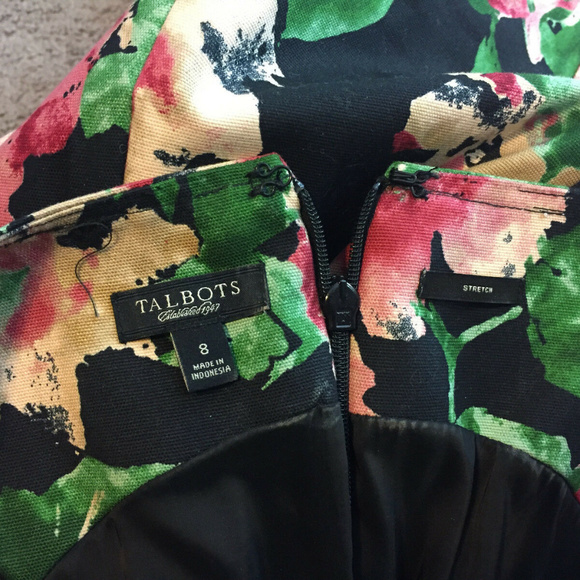 Talbots M 8 Black Pink Floral Shift Dress Career - Picture 5 of 6